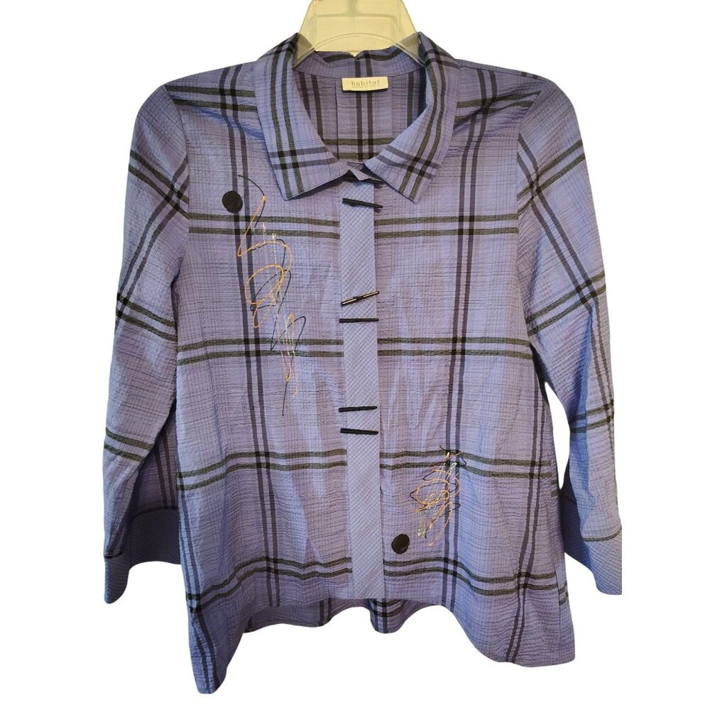Habitat Clothes to Live in, Small Perwinkle Blue Blouse Shirt Toggle Button